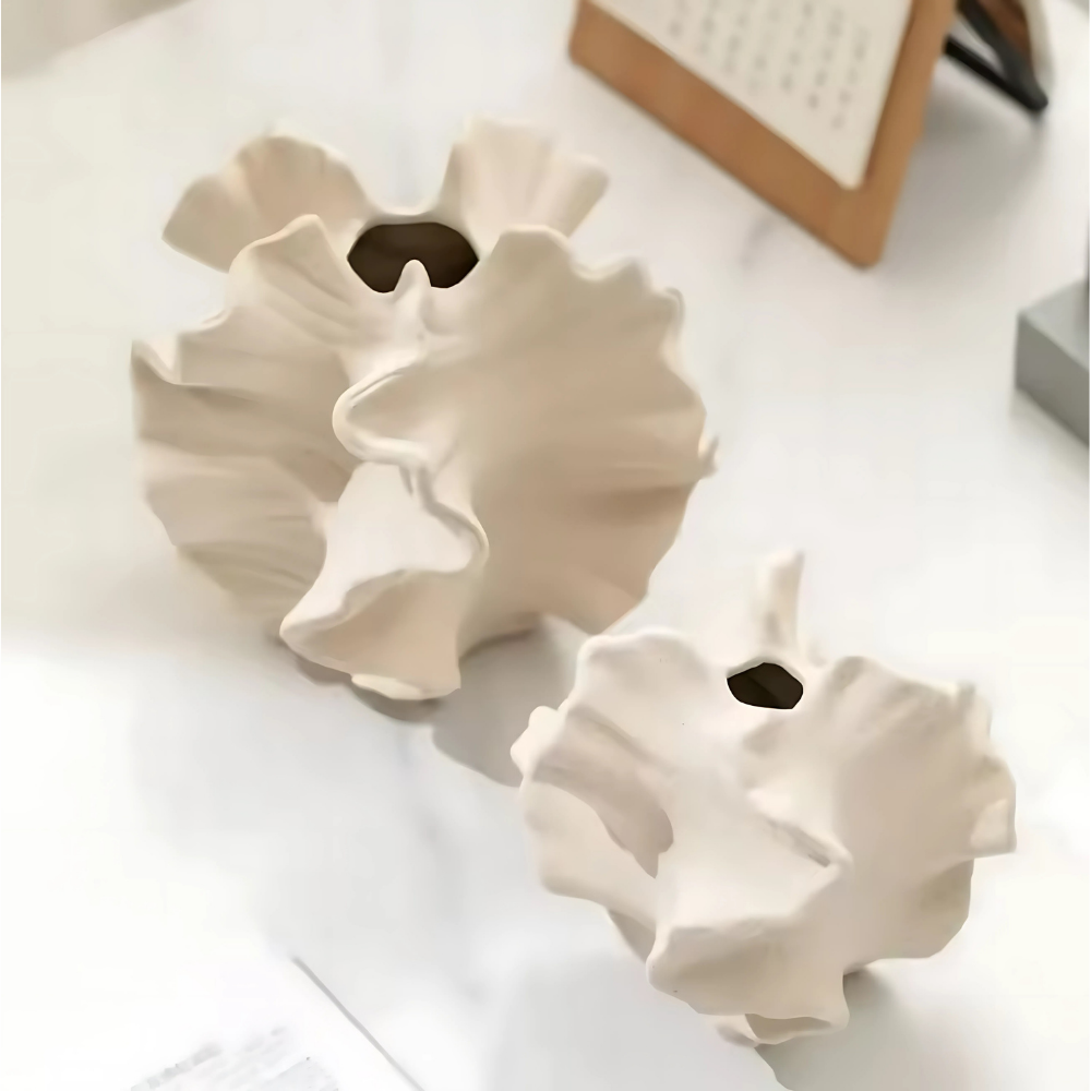 Vågformad Dekorativ Vas i Beige – 2 Storlekar