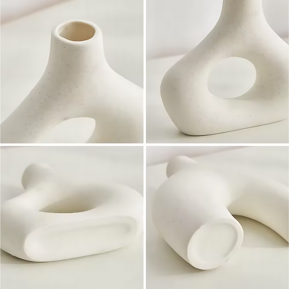 Skulptural Dekorvas i Keramik – Vit eller Svart – Modern Designvas i 2 Storlekar