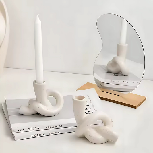 Skulptural Ljusstake “Knut” – Modern Keramik i 2 Storlekar