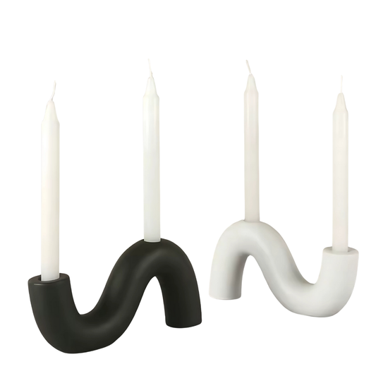 Skulptural Ljusstake – Modern Design i Svart eller Vit