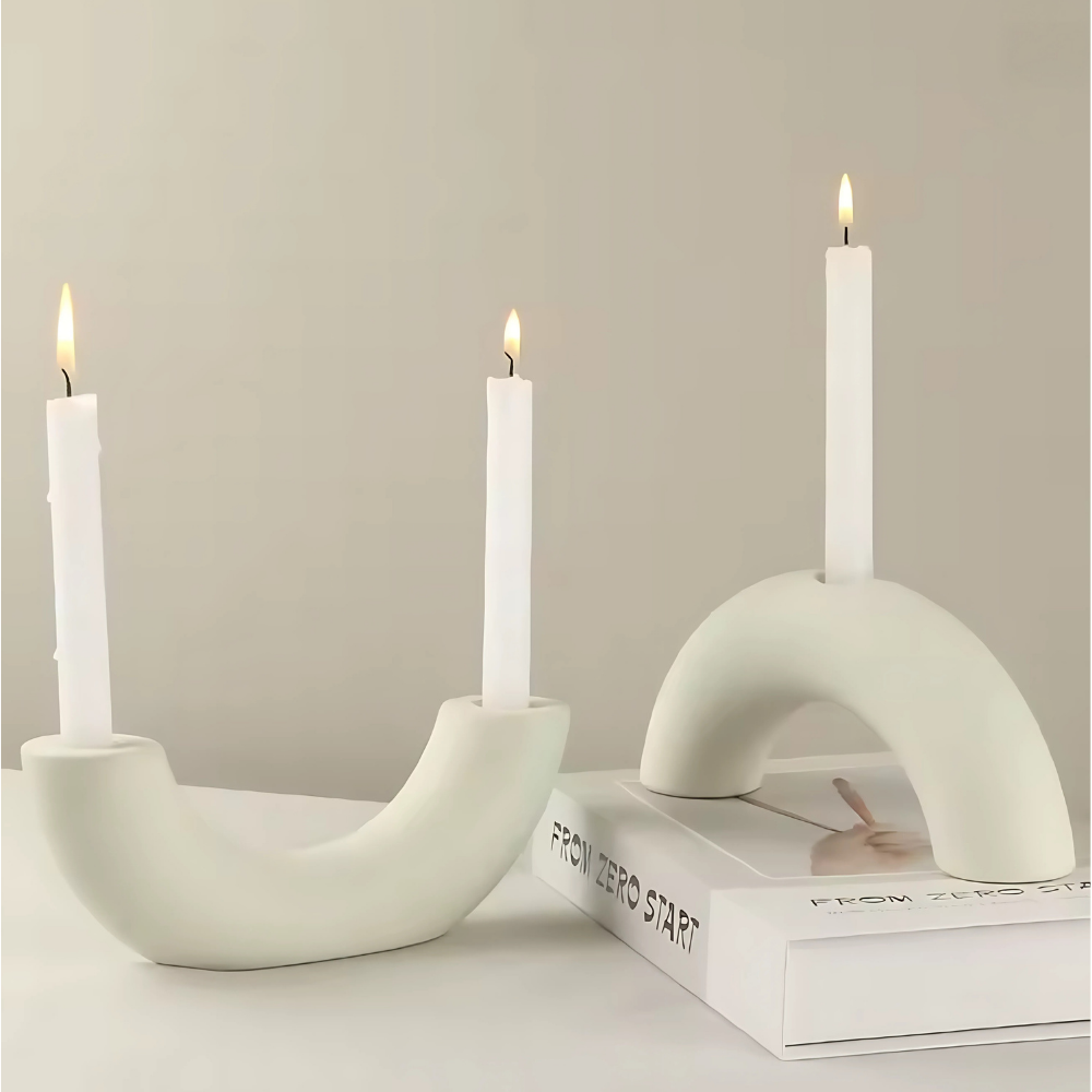 Skulptural Ljusstake i Keramik – Modern Design i 2 Varianter