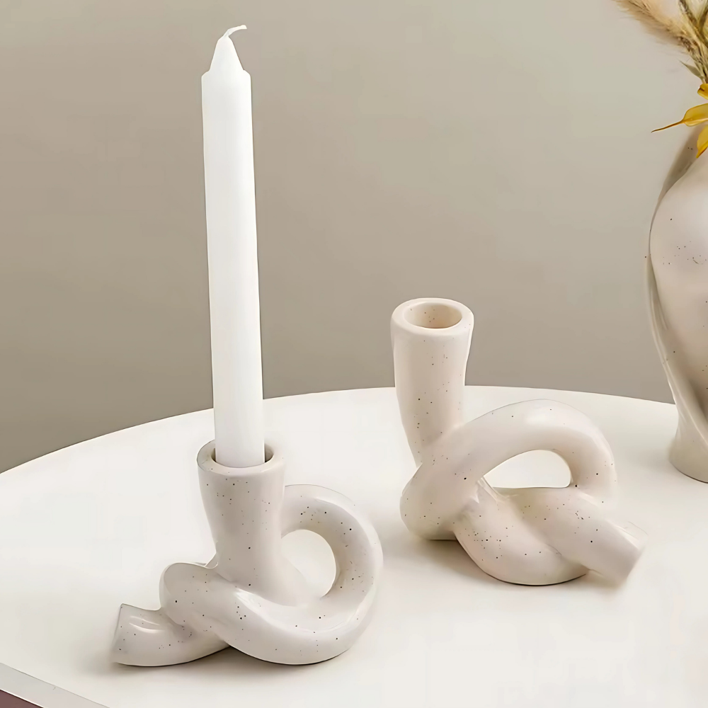 Skulptural Ljusstake “Knut” – Modern Keramik i 2 Storlekar