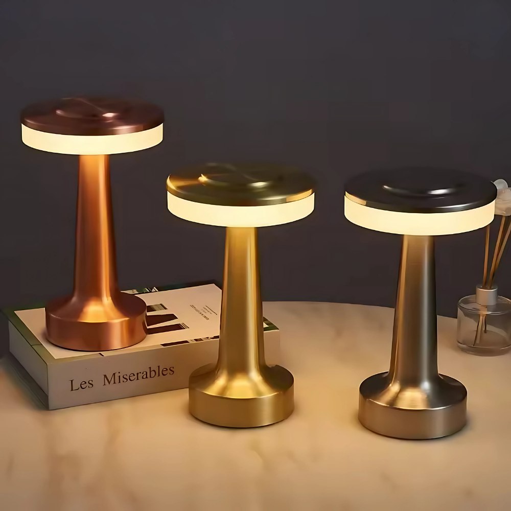 Modern Metall Bordslampa – Dimbart LED med USB-laddning