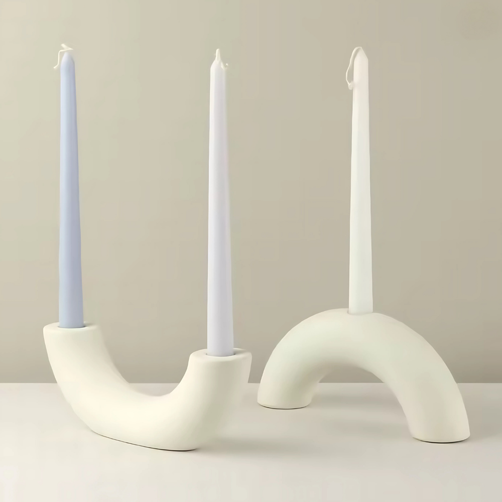 Skulptural Ljusstake i Keramik – Modern Design i 2 Varianter