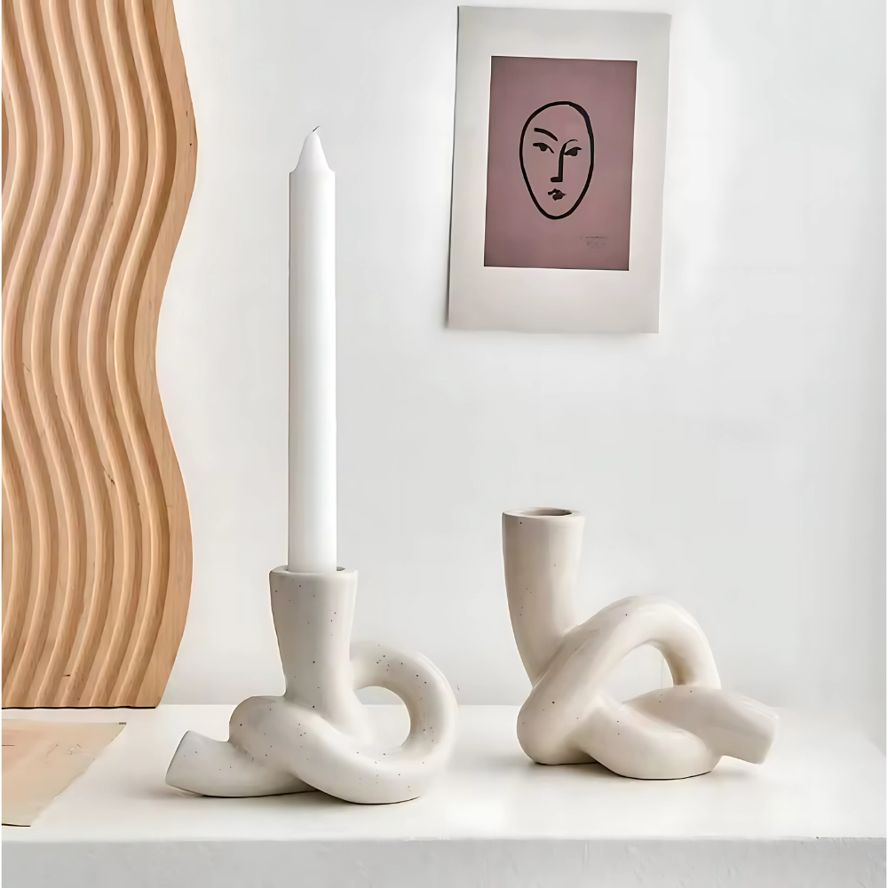 Skulptural Ljusstake “Knut” – Modern Keramik i 2 Storlekar