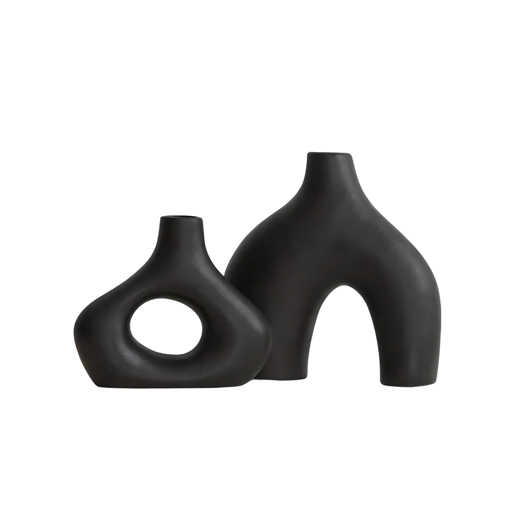 Skulptural Dekorvas i Keramik – Vit eller Svart – Modern Designvas i 2 Storlekar