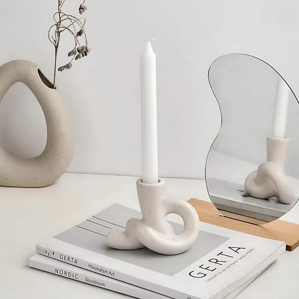 Skulptural Ljusstake “Knut” – Modern Keramik i 2 Storlekar